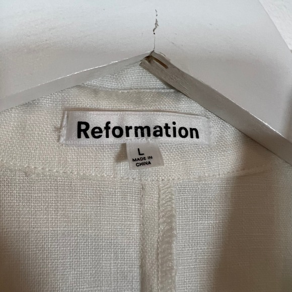 Reformation Maira Linen Top Womens L White Sleeveless Button Down Shirt Relaxed - Picture 5 of 11